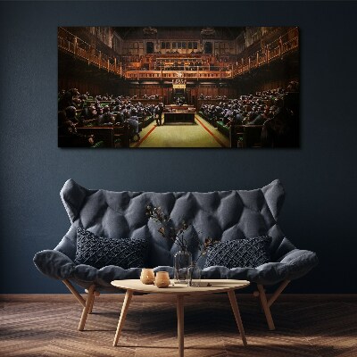 Assembly of monkeys in parliament Canvas print