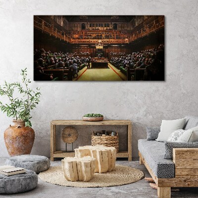 Assembly of monkeys in parliament Canvas print