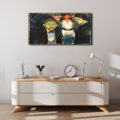 Green faces in the night landscape Canvas print