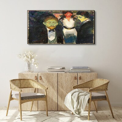 Green faces in the night landscape Canvas print