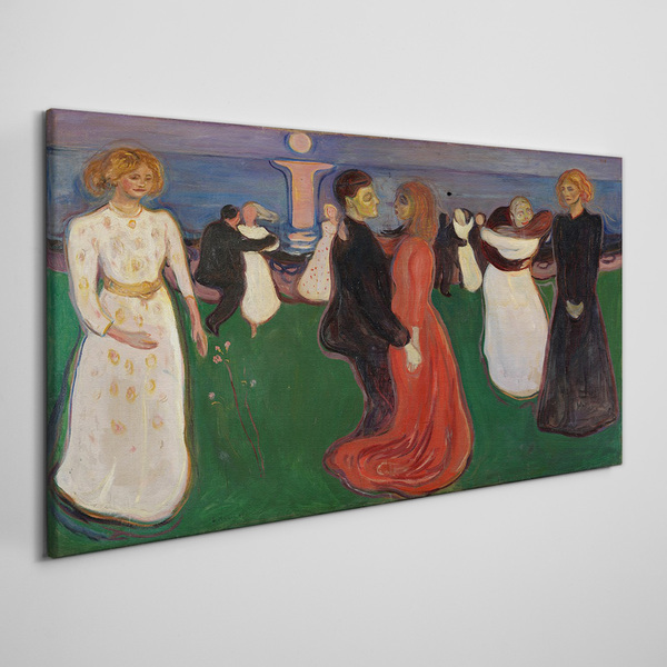 Dancing figures on a green background Canvas print