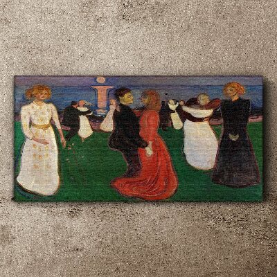 Dancing figures on a green background Canvas print