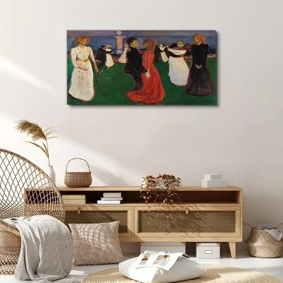 Dancing figures on a green background Canvas print