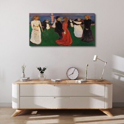 Dancing figures on a green background Canvas print