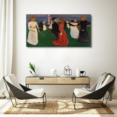 Dancing figures on a green background Canvas print