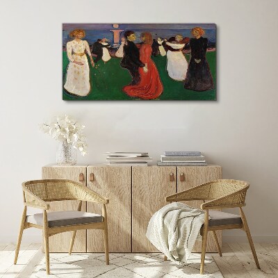Dancing figures on a green background Canvas print