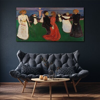 Dancing figures on a green background Canvas print