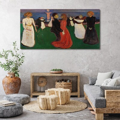 Dancing figures on a green background Canvas print