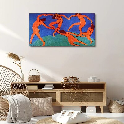Dancing figures on a blue background Canvas print