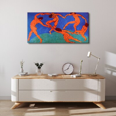 Dancing figures on a blue background Canvas print