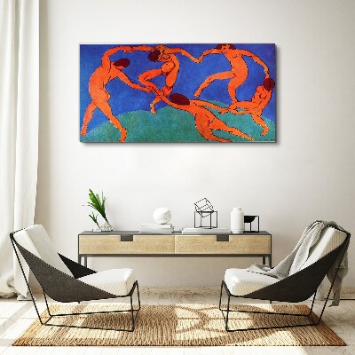 Dancing figures on a blue background Canvas print