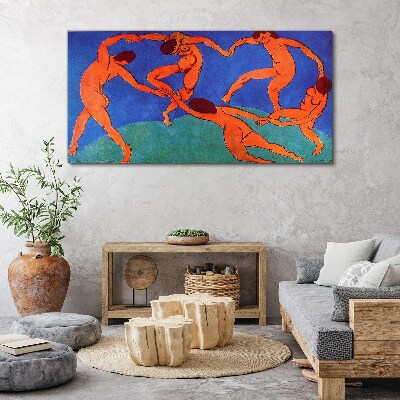 Dancing figures on a blue background Canvas print