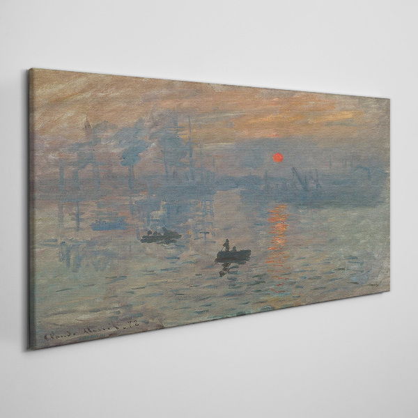Sunset over the port Canvas print