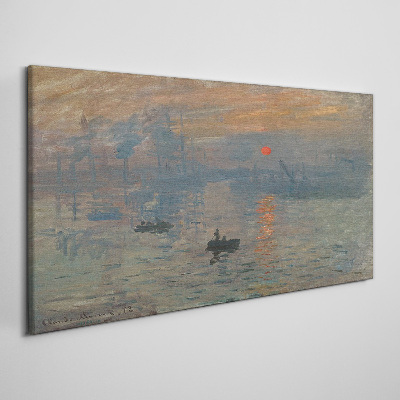 Sunset over the port Canvas print