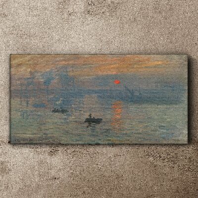 Sunset over the port Canvas print