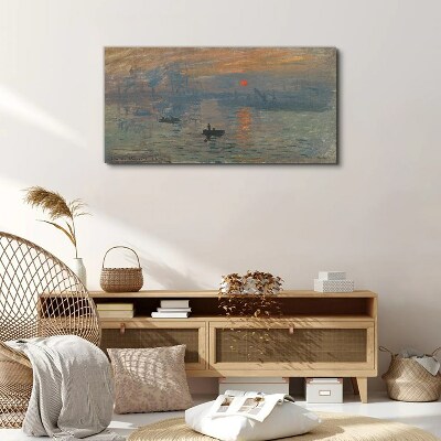 Sunset over the port Canvas print