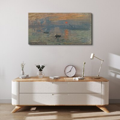 Sunset over the port Canvas print