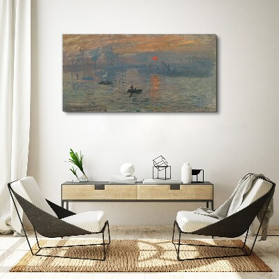 Sunset over the port Canvas print