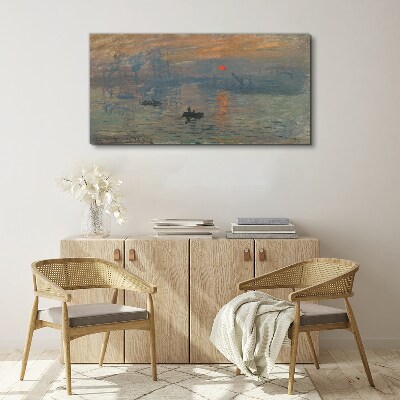 Sunset over the port Canvas print