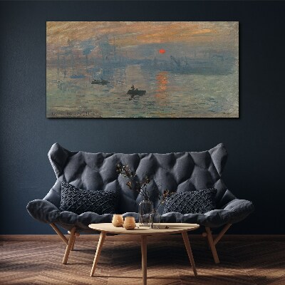 Sunset over the port Canvas print