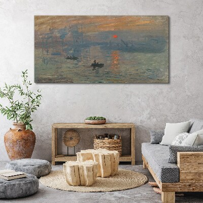 Sunset over the port Canvas print