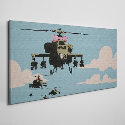 Helicopters in pink bows Canvas print
