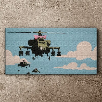 Helicopters in pink bows Canvas print