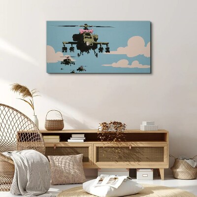 Helicopters in pink bows Canvas print