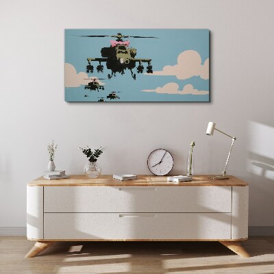 Helicopters in pink bows Canvas print
