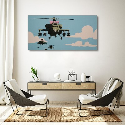 Helicopters in pink bows Canvas print