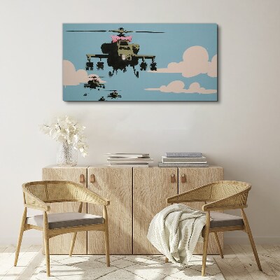Helicopters in pink bows Canvas print