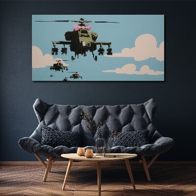 Helicopters in pink bows Canvas print