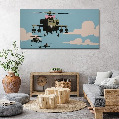 Helicopters in pink bows Canvas print