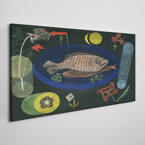 Fish in a blue bowl Canvas print
