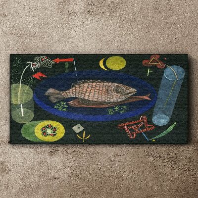 Fish in a blue bowl Canvas print