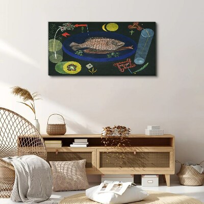 Fish in a blue bowl Canvas print