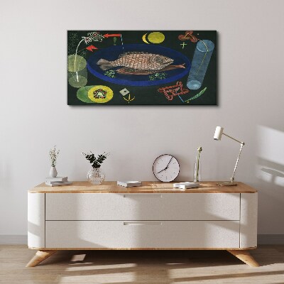 Fish in a blue bowl Canvas print