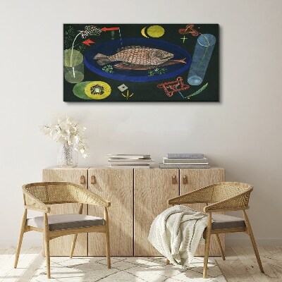 Fish in a blue bowl Canvas print
