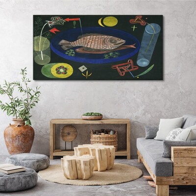 Fish in a blue bowl Canvas print