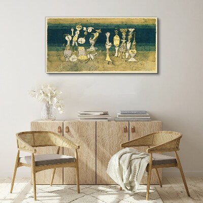 Figurative figures on an abstract background Canvas print