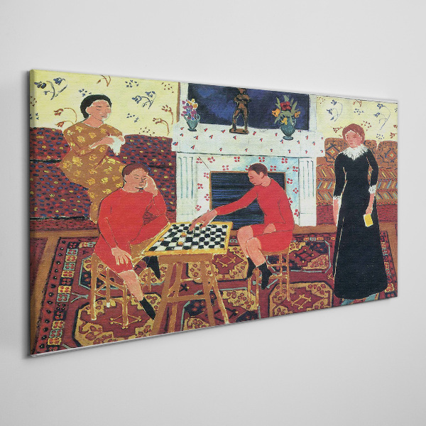 A game of chess in a colorful interior Canvas Wall art