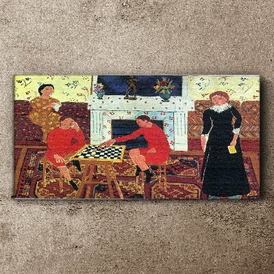 A game of chess in a colorful interior Canvas Wall art