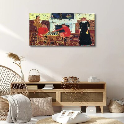 A game of chess in a colorful interior Canvas Wall art