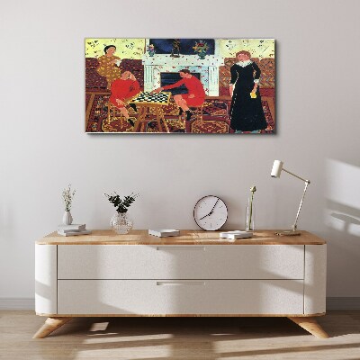 A game of chess in a colorful interior Canvas Wall art