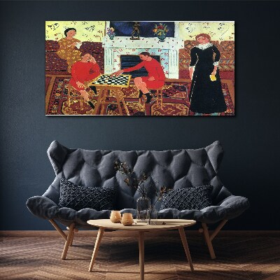 A game of chess in a colorful interior Canvas Wall art
