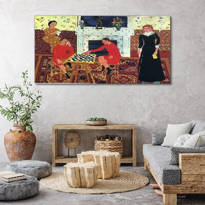 A game of chess in a colorful interior Canvas Wall art