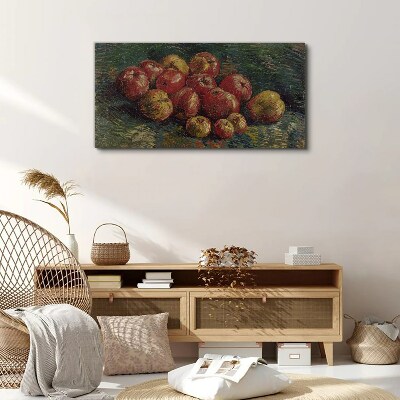 Apples on a green background Canvas Wall art