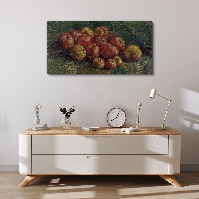 Apples on a green background Canvas Wall art