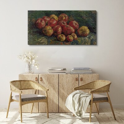 Apples on a green background Canvas Wall art