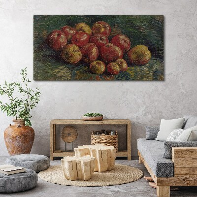Apples on a green background Canvas Wall art